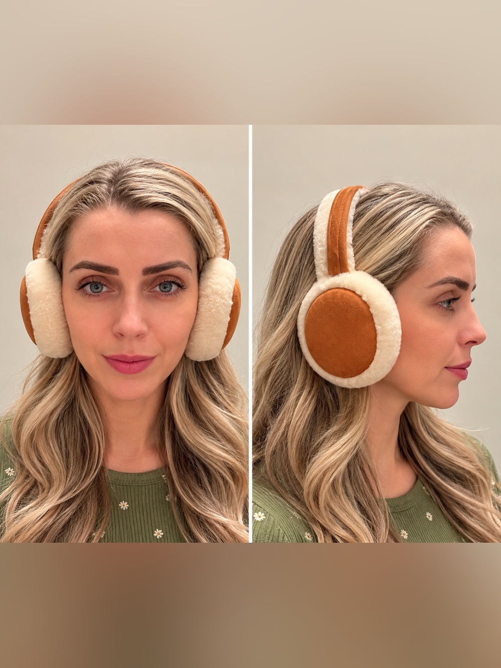 Cozy Brown & Cream Faux Fur Earmuffs – Soft Winter Ear Warmers